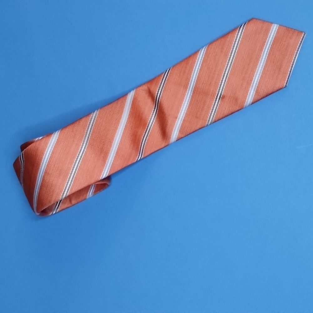 Peach and White Striped Tie